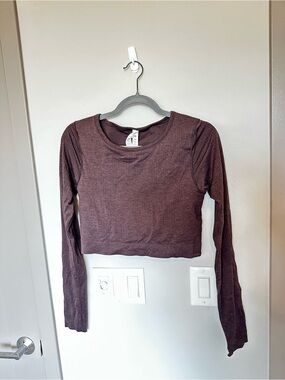 lululemon athletica ebb to street Ribbed Long Sleeve Crop Top - espresso Brown